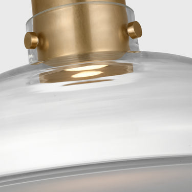 Clear glass dimmable LED ceiling pendant in antique brass finish – Morgan 16 inches by Visual Comfort