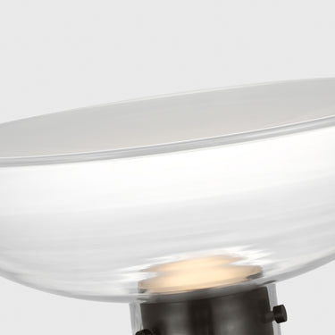Visual Comfort Morgan dimmable LED lamp with bronze base and transparent Italian glass shade