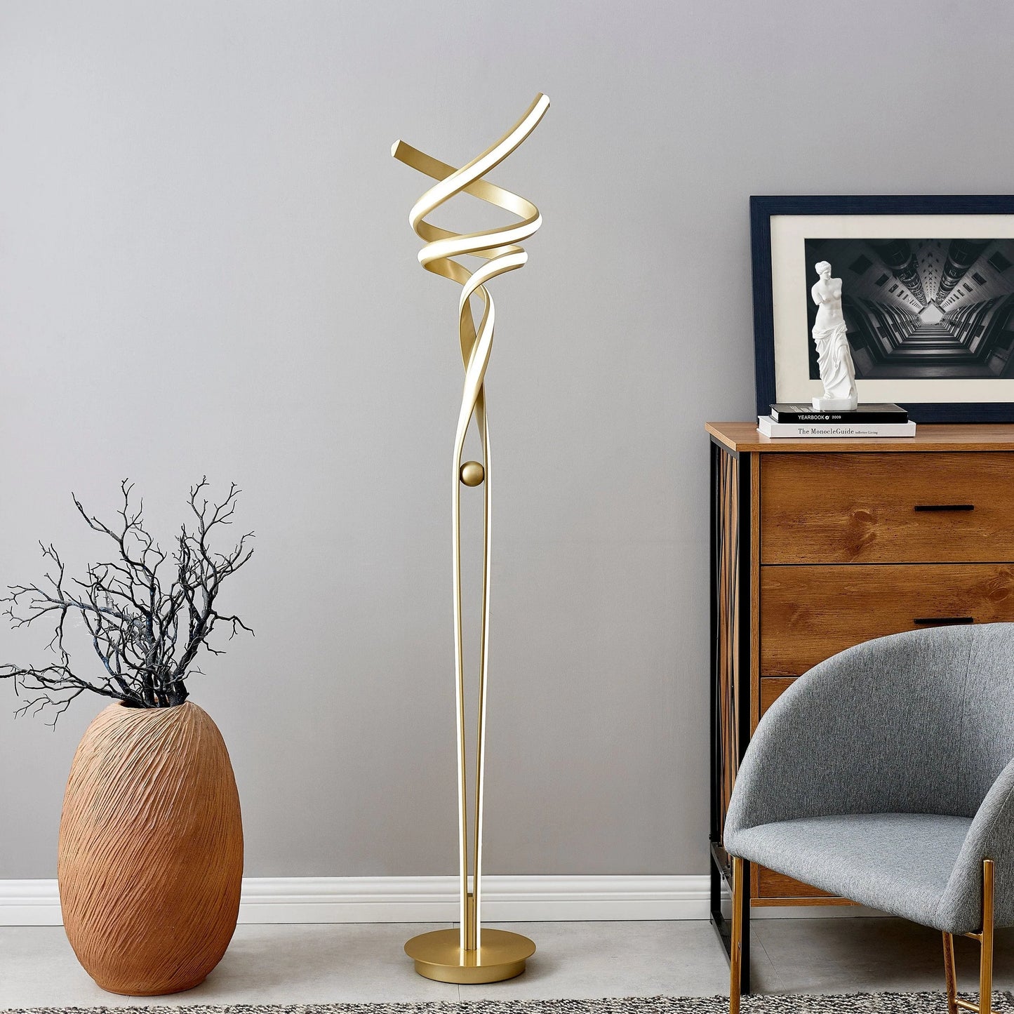 Munich LED 63" Dimmable Sandy Gold Floor Lamp 2