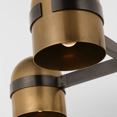Akrovo Octavia medium chandelier with adjustable height and warm brass finish