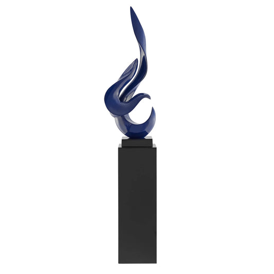 Finesse Decor Navy Blue Flame Floor Sculpture With Black Stand