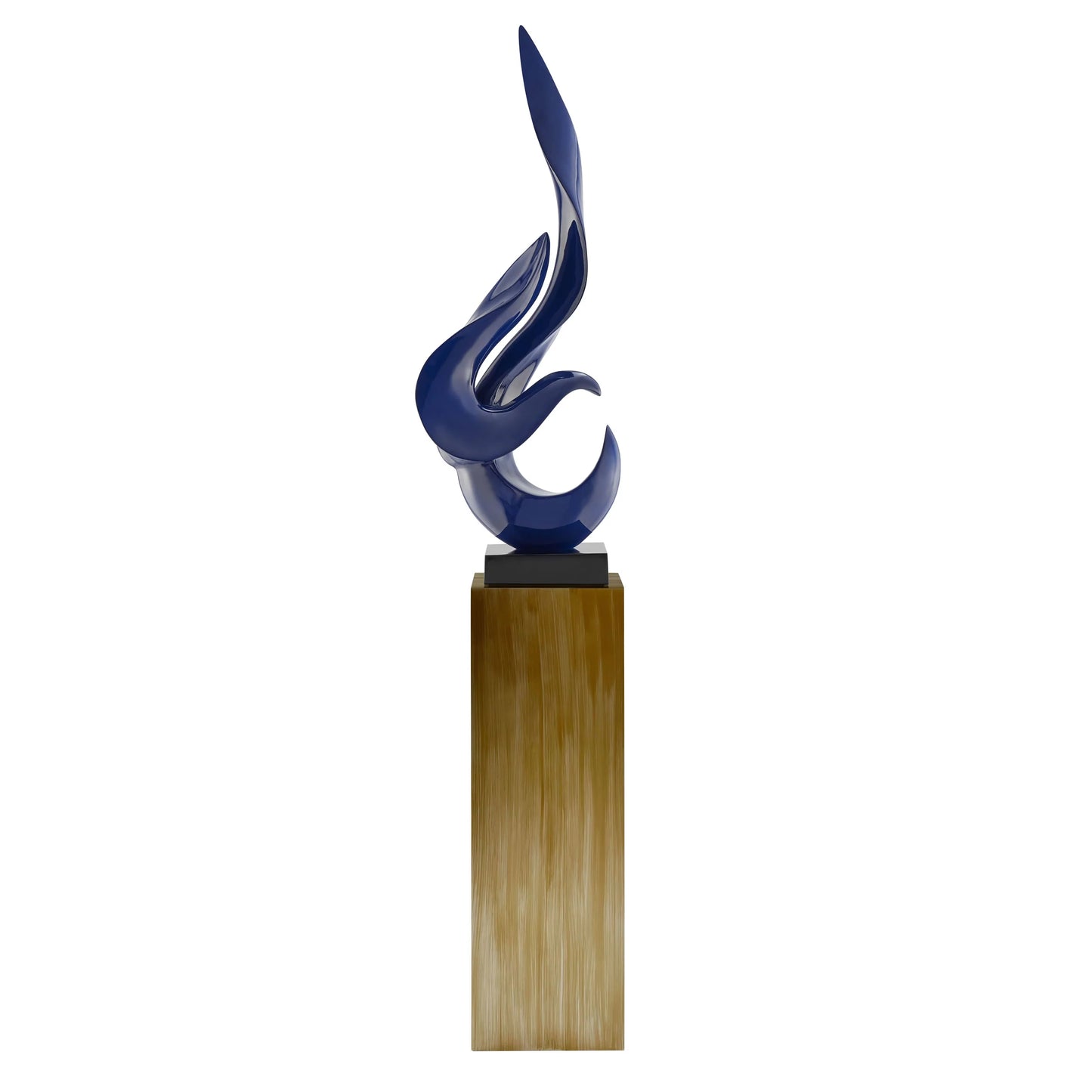 Finesse Decor Navy Blue Flame Floor Sculpture With Bronze Stand 1