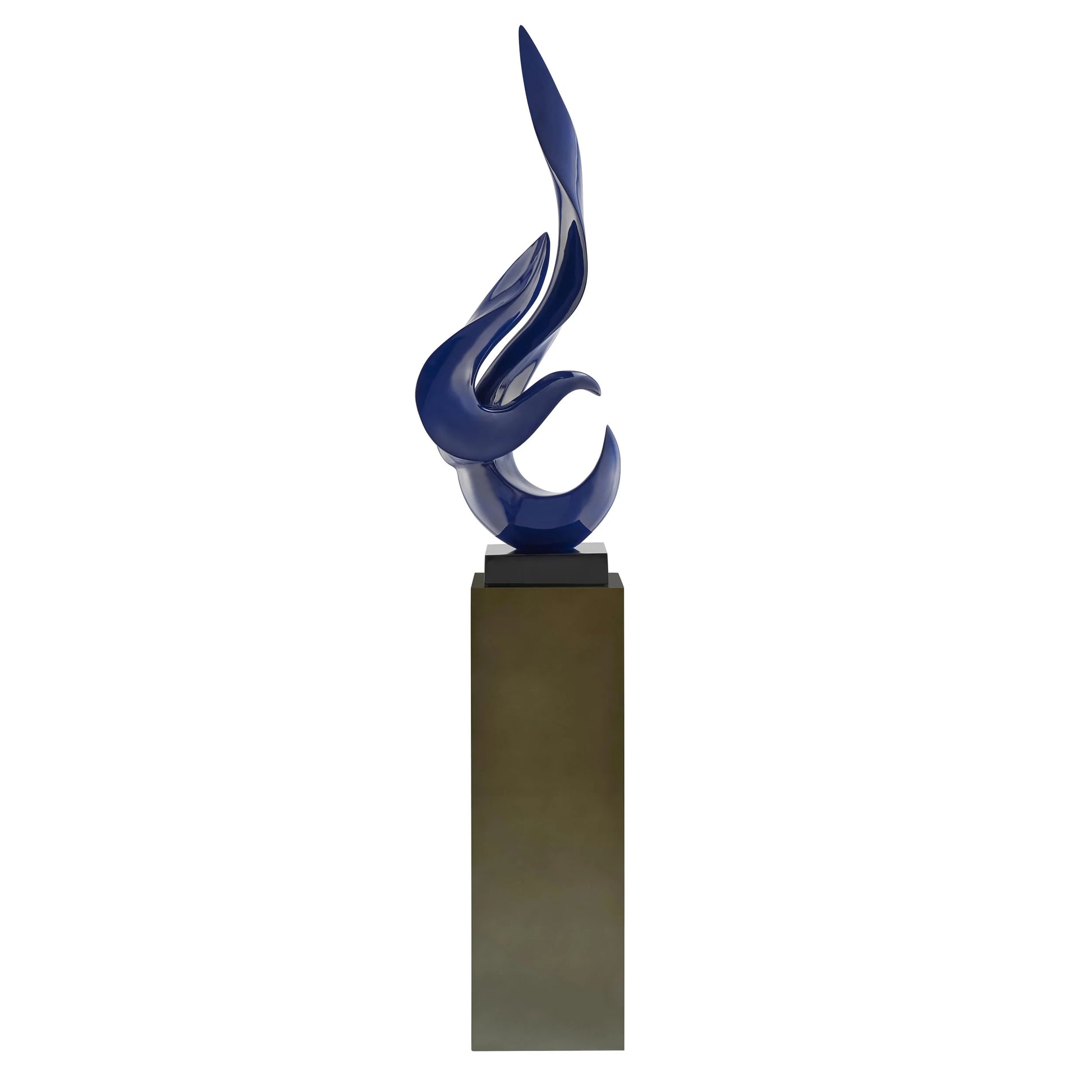 Finesse Decor Navy Blue Flame Floor Sculpture With Gray Stand 1