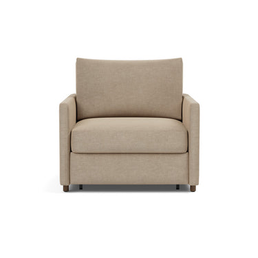 Neah sleeper upholstered in Phobos Mocha, studio shot