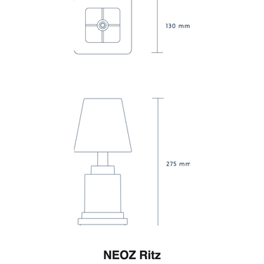 Size drawing of the NEOZ Ritz: 10.8 in tall, 5.1 in wide (275 x 130 mm)