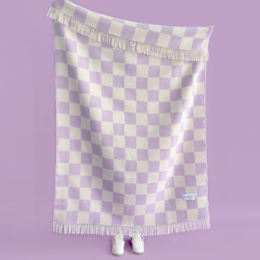 Lilac & White Checkerboard Blanket by Maison Deux, photo 2