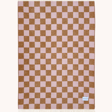 Terra Brown & Pink Checkerboard Blanket by Maison Deux, photo 2