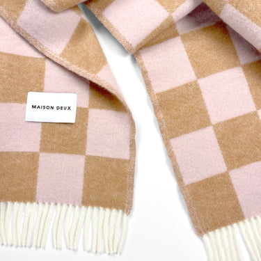 Terra Brown & Pink Checkerboard Blanket by Maison Deux, photo 3