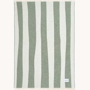 Agave (Olive Green & White) Rough Stripe Blanket by Maison Deux, photo 2