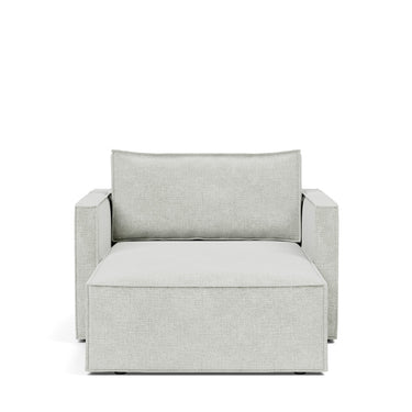 Newilla sleeper upholstered in Adario Fog, studio shot