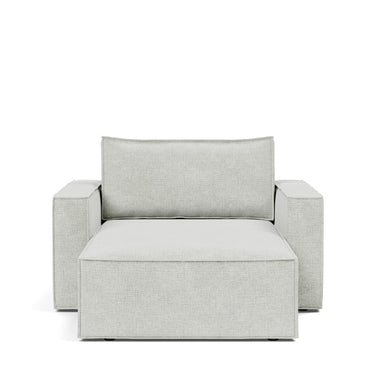 Newilla sleeper upholstered in Adario Fog, studio shot