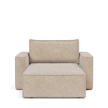 Newilla sleeper upholstered in Adario Taupe, studio shot