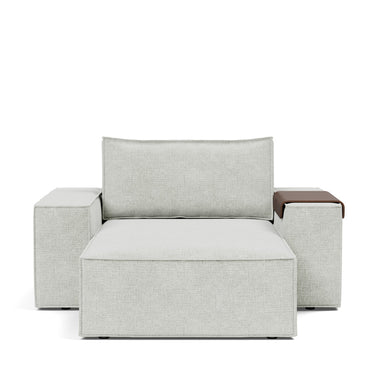 Newilla sleeper upholstered in Adario Fog, studio shot