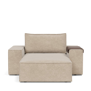 Newilla sleeper upholstered in Adario Taupe, studio shot