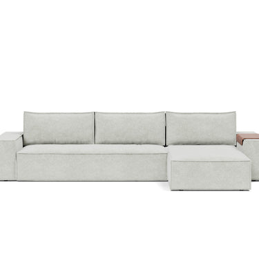 Newilla sleeper upholstered in Adario Fog, studio shot
