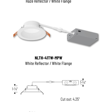 Nora Lighting NLTH-41TW product diagram and dimensions