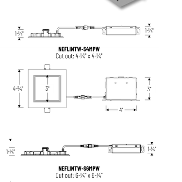 Nora Lighting NEFLINTW-S4 product diagram and dimensions