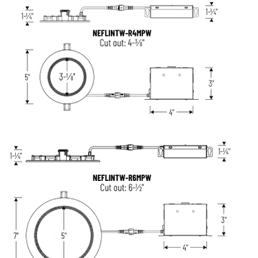 Nora Lighting NEFLINTW-R6 product diagram and dimensions