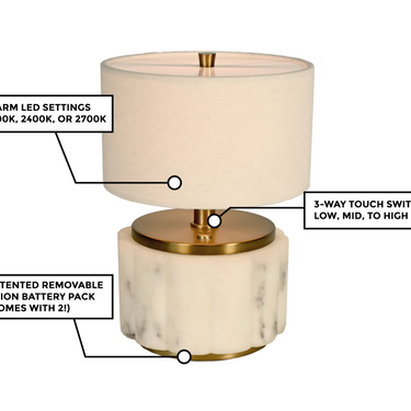 Mini Nora rechargeable lamp, Antique Brass with Linen Shade – view 4