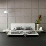 Queen Opal White Gloss Japanese Style Platform Bed with Nightstands