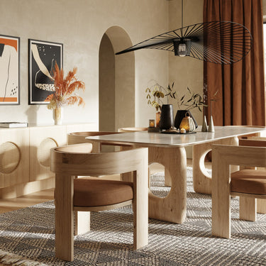 Nova Domus Osaka Faux Marble Natural Ash Dining Table