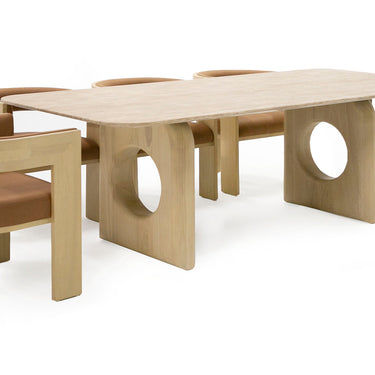 Nova Domus Osaka Faux Marble Natural Ash Dining Table
