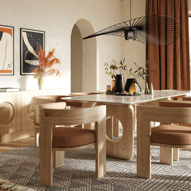 Nova Domus Osaka Faux Marble Natural Ash Dining Table