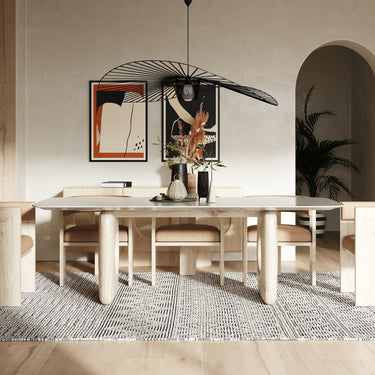 Nova Domus Osaka Faux Marble Natural Ash Dining Table