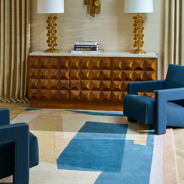 Pablo wool rug in Autumn, styled in a room