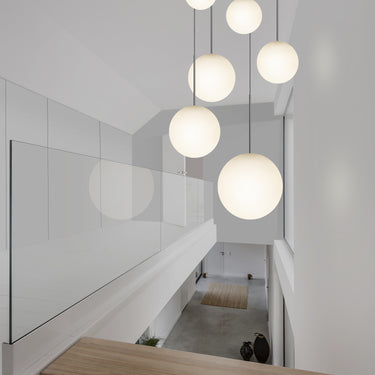 Bola Sphere Chandelier by Pablo Designs, stairway environmental photo