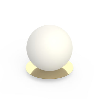 8-inch, Brass Bola Sphere Table Lamp by Pablo Designs, studio photo