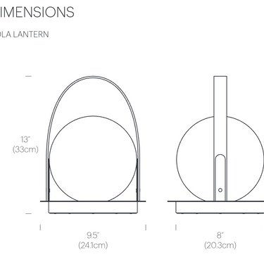 Pablo Designs Bola Lantern dimensions diagram