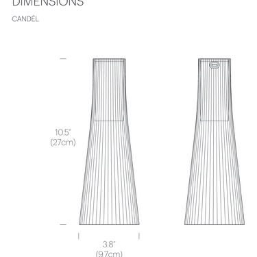 Pablo Designs Candel cordless lamp dimensions diagram