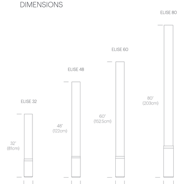 Pablo Designs Elise 32 inch table lamp dimensions diagram