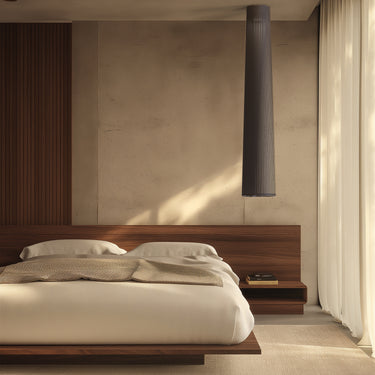 Solis Flush in black by Pablo beside a bedroom window
