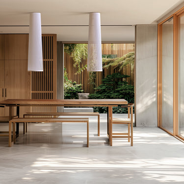 Solis Flush by Pablo in a dining room