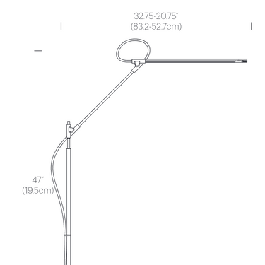 Pablo Designs Superlight floor lamp dimensions diagram
