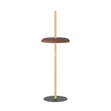 Pablo Designs Nivél LED Floor Lamp with Oak Wood Post and Terracotta Shade