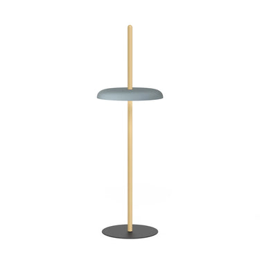 Nivél Rechargeable Floor Lamp by Pablo Designs, Oak Post and Slate Blue Shade  Finish