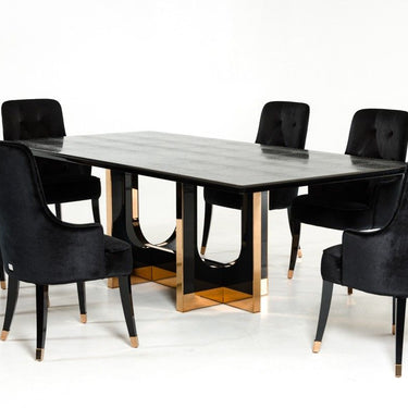 AX Padua Large Black Crocodile & Rosegold Dining Table