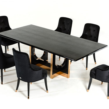 AX Padua Large Black Crocodile & Rosegold Dining Table