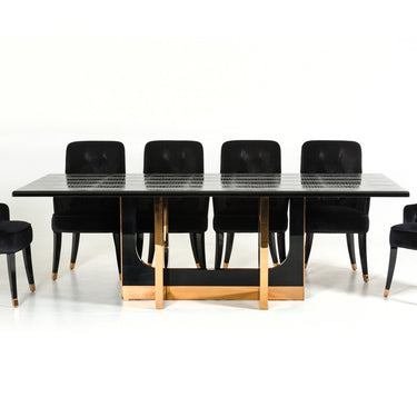 AX Padua Large Black Crocodile & Rosegold Dining Table