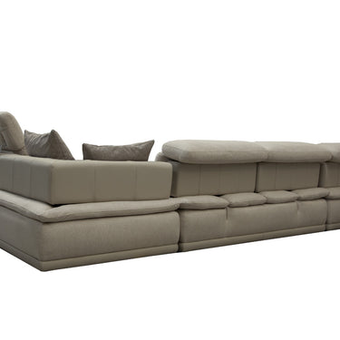 David Ferrari Panorama Italian Taupe Grey Fabric & Leather Modular Sectional Sofa