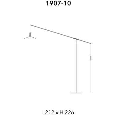 Dimension drawing of the Penta Altura floor lamp, 89 in (226 cm) high