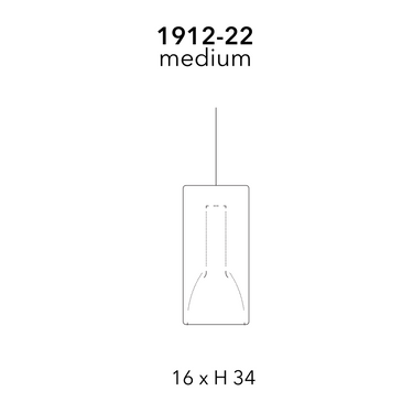 Dimensions drawing of the Penta Lit pendant in small, medium and large sizes