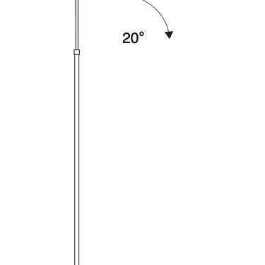 Technical drawing of the Penta Spoon floor lamp with dimensions