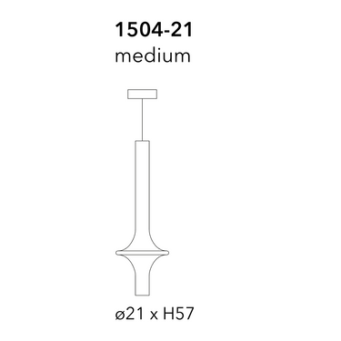 Dimensions drawing of the Penta Wonder pendant in small, medium and large sizes