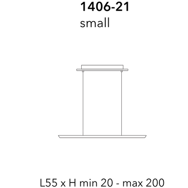 Technical drawing of the Penta Woody Small pendant with dimensions