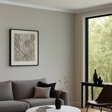 Pica 11 flush mount lighting a calm living room | Besa Lighting