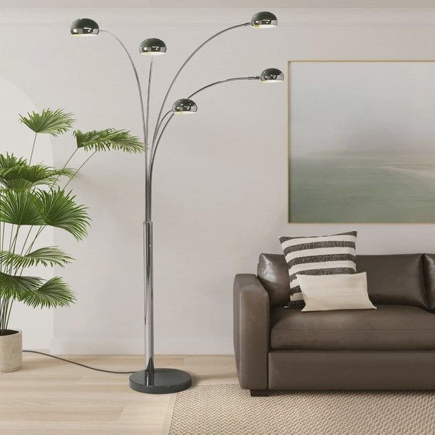 Nova of California Mushroom 5 Light Arc Floor Lamp Black Nickel